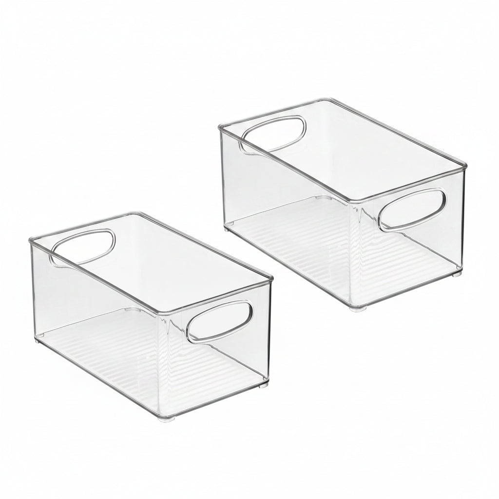 mDesign Ligne Plastic Storage Organizer 2 Pack Clear-1
