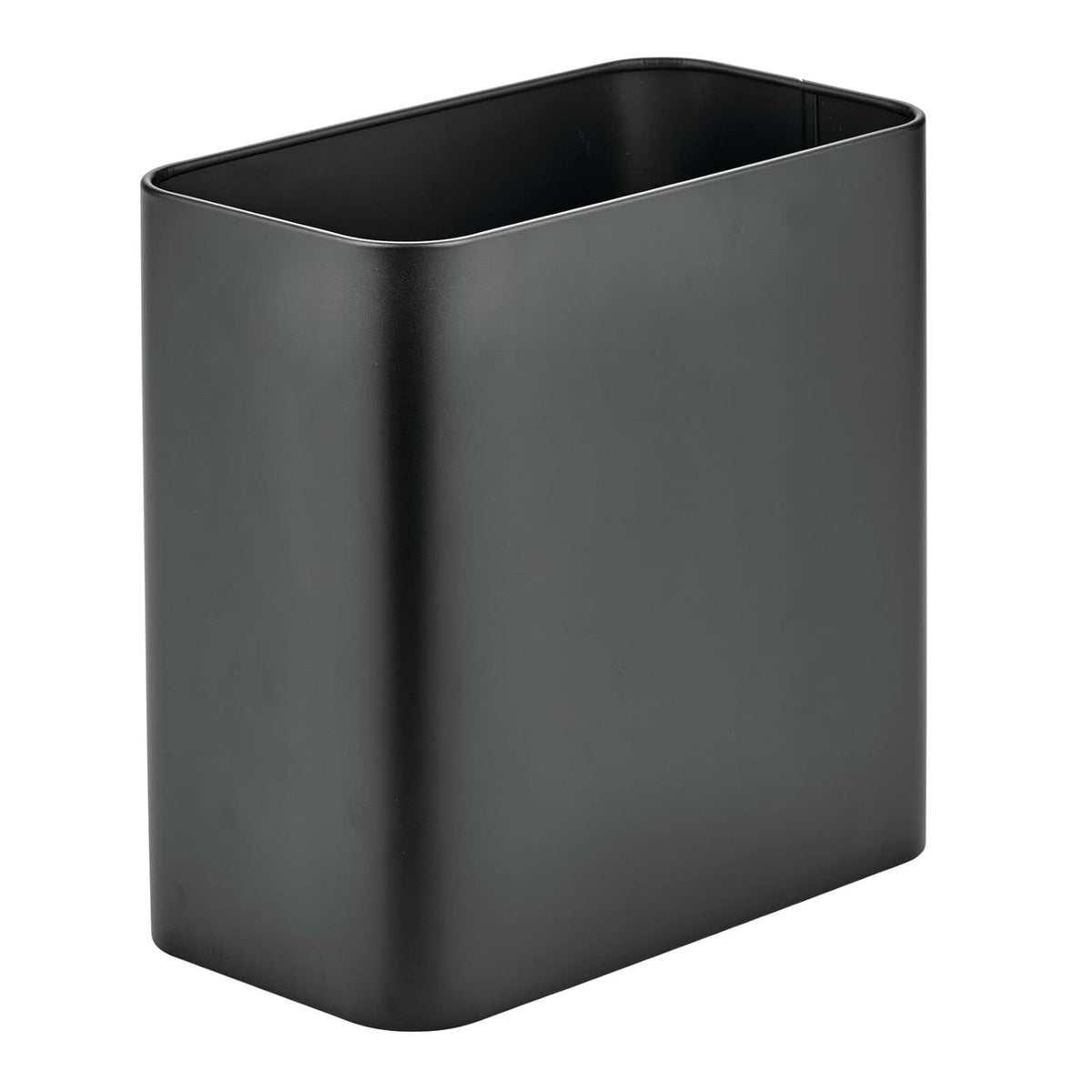 mDesign Mirri Black Metal Trash Can 2.4 Gallon-1